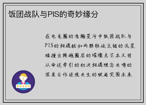 饭团战队与PIS的奇妙缘分
